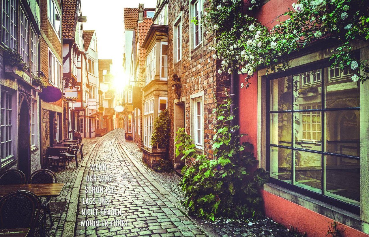 The Wall - the art of framing AG Wandbild Deco-Block Bild - Schöner Weg 90 x 58 cm, Städte