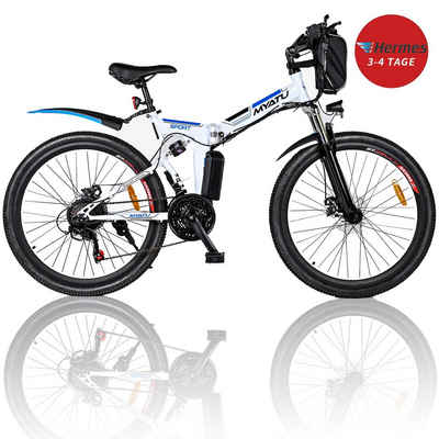 Myatu E-Bike »26 Zoll E-Mountainbike Elektrofahrrad mit 36V 10,4AH Akku«, 21 Gang, Kettenschaltung, 250,00 W