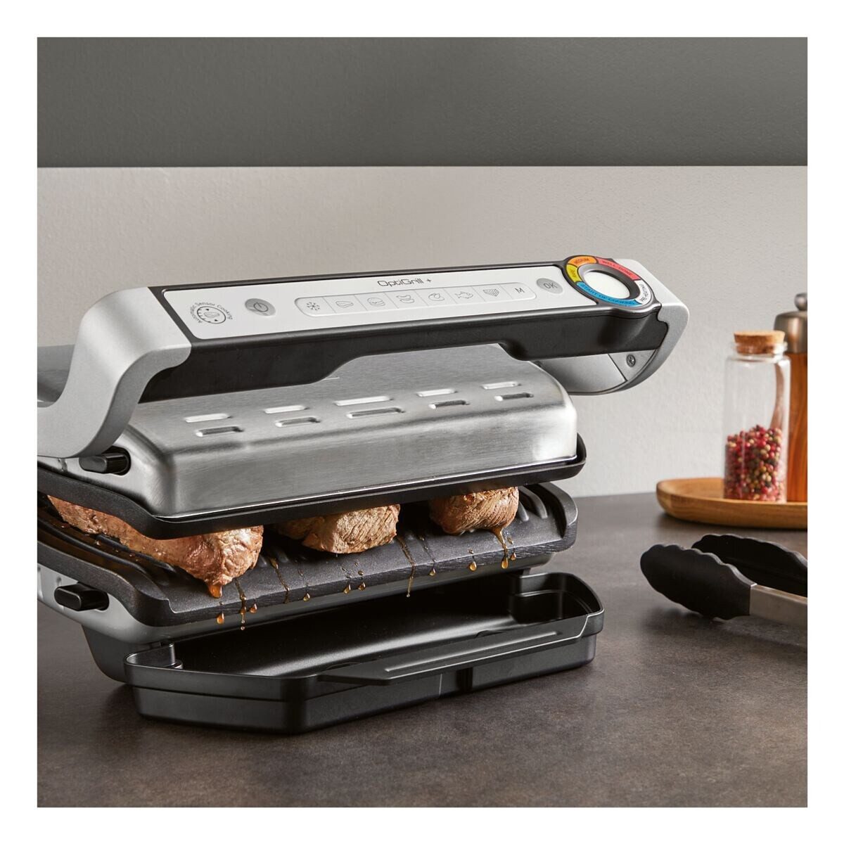 Tefal Kontaktgrill OptiGrill+, 2000 W, inkl. Zange, 6 Programme, 2000 W