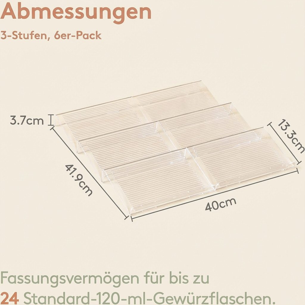 Lifewit Gewürzregal Gewürzschublade aus Kunststoff, Abnehmbarer Gewürzeinsatz für Küche.