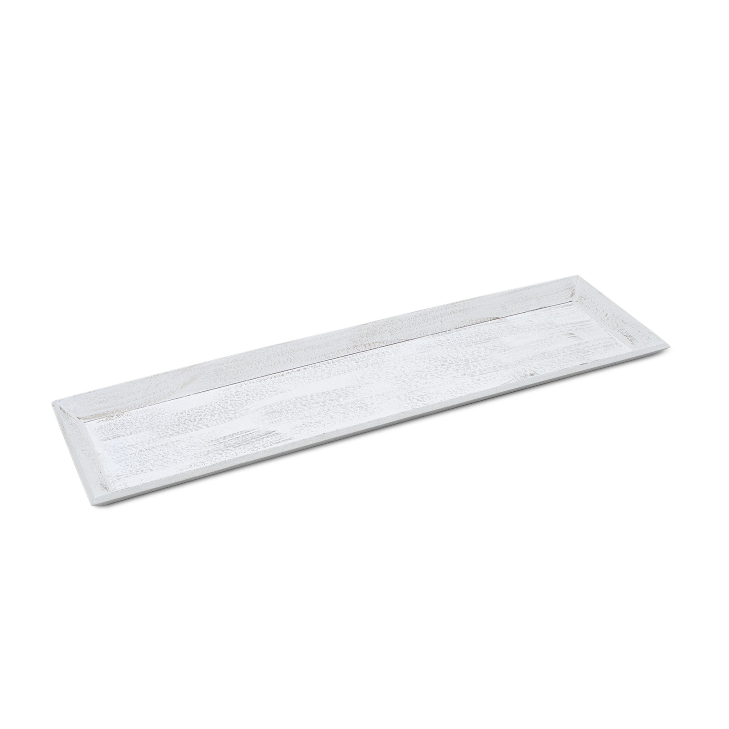 Spetebo Dekotablett Holz Tablett shabby weiß (50 cm x 14 cm, 1 St., Deko Kerzentablett rechteckig), mit erhöhtem Rand