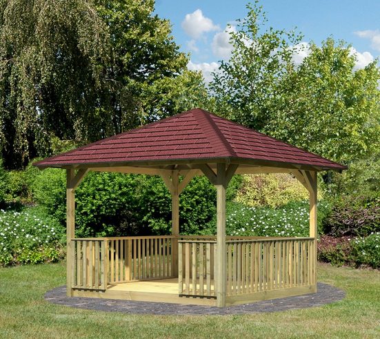 Karibu Holzpavillon »Cordoba 2«, (Set), BxT: 357x357 cm, inkl. Brüstung