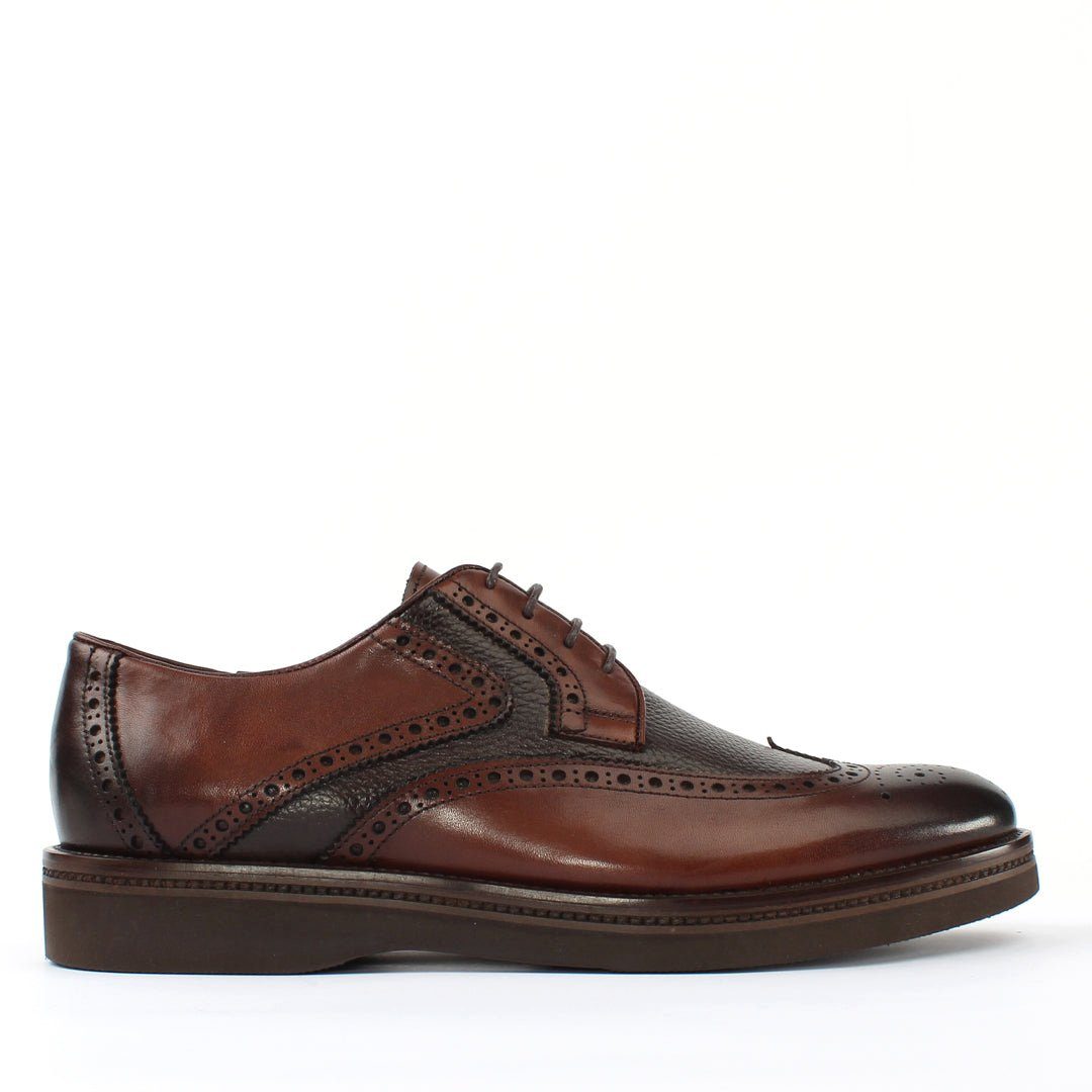 Celal Gültekin Brogue Schnürschuhe Glattleder Plateau Perforierung Business Herren Schnürschuh Glattleder, Brogue-Perforierung, Plateau-EVA-Sohle, Braun, 40