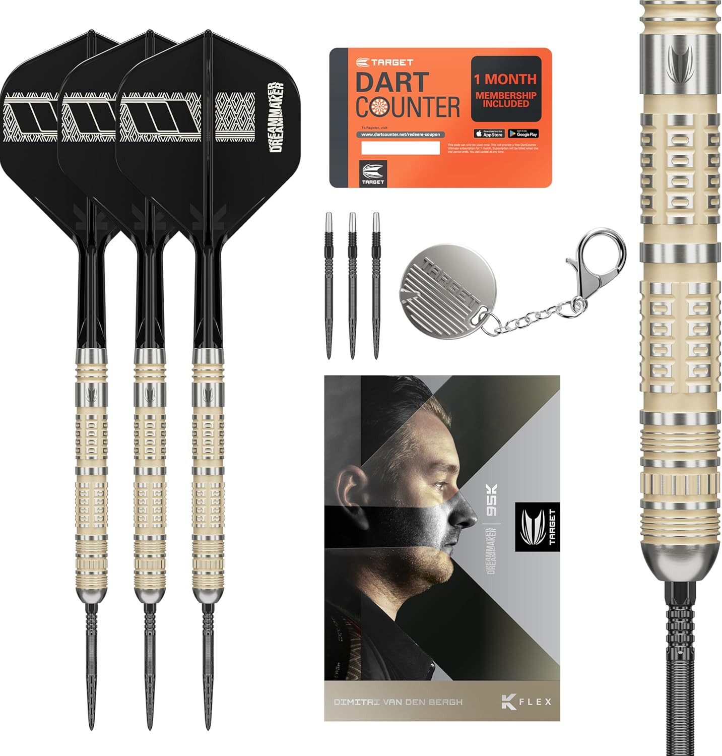 TARGET DARTS Dartpfeil Dimitri V. d. Bergh Steeldarts 95K, 24 g 95-%-Tungsten, SP-Tool inkl.