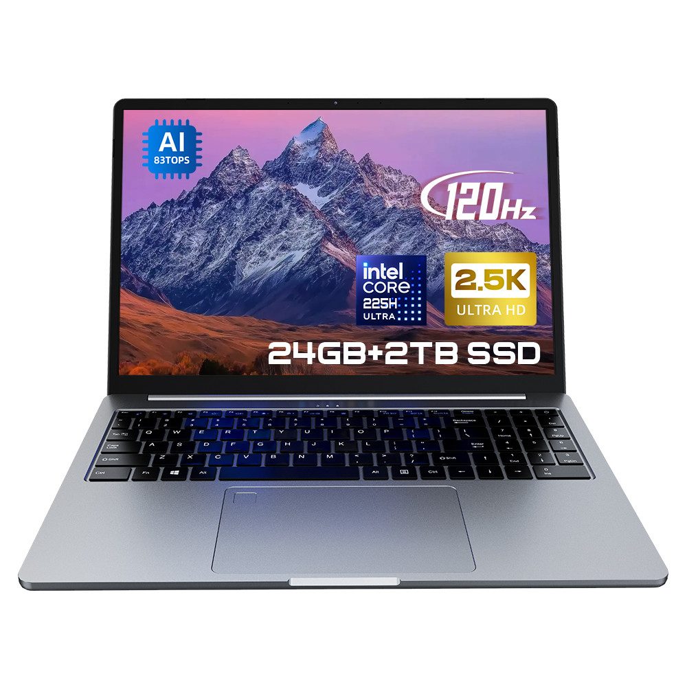 Rolipo 16" IPS AI Laptop,Intel Core Ultra 5 225U,24 GB DDR5 RAM,2 TB SSD Business-Notebook (lntel Intel® Core™ Ultra 5 225H Intel Core Ultra 5 225U, Intel® Arc™ 130T GPU, 24 GB, 2024 GB SSD, Fingerprint, QWERTY-Tastatur Layout, Windows 11)