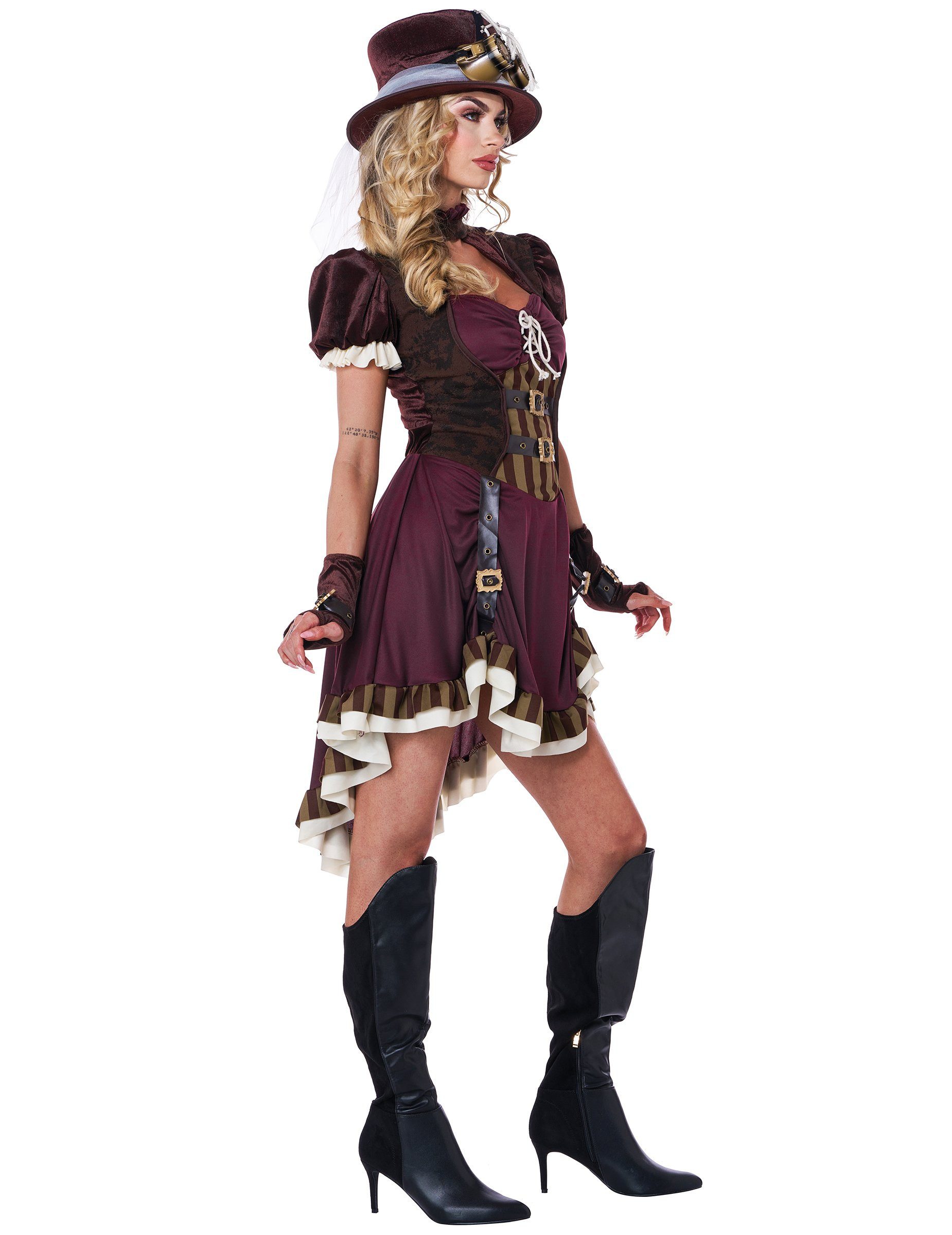 California Costumes Kostüm Steampunk Lady Damenkostüm rot-braun-gold