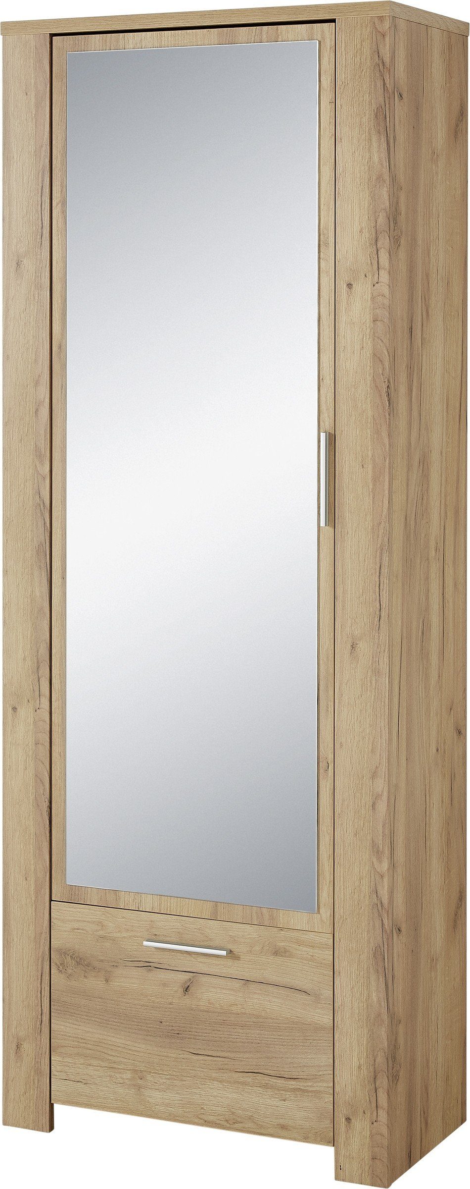 möbelando Garderobenschrank 409 (BxHxT: 74x198x41 cm) in braun mit einer Schublade und einer Tür