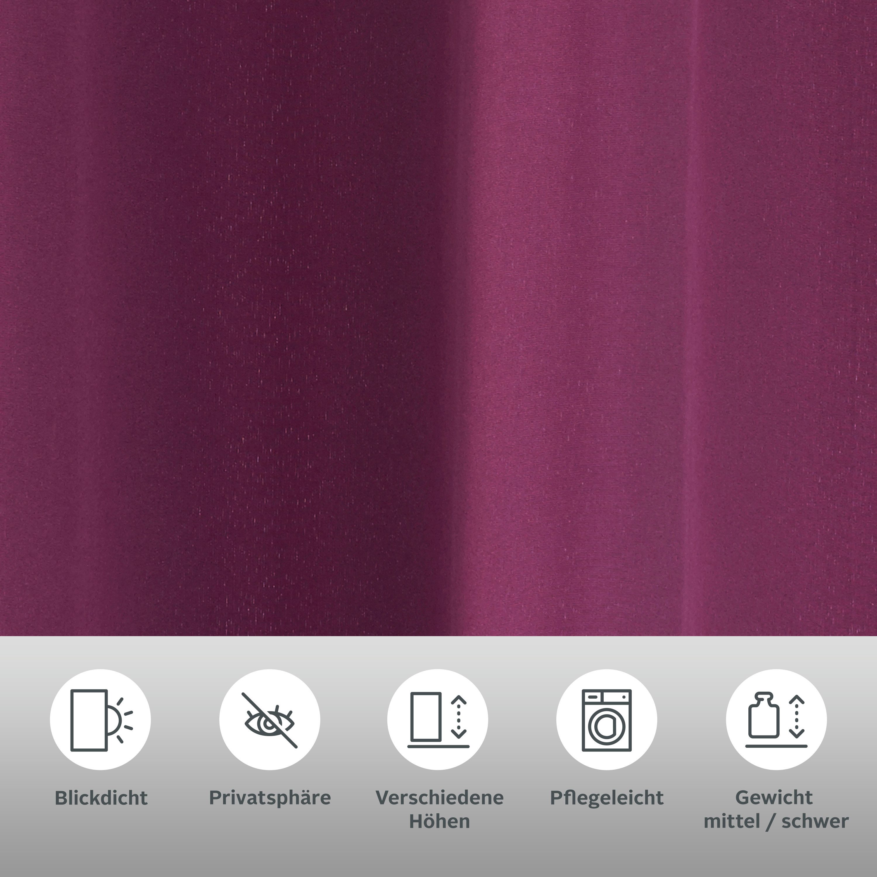 OTTO home Vorhang Raja (2 St), Schlaufen, blickdicht, Polyester, 2er-Set, Bestseller, einfarbig, modern, pflegeleichte Mikrofaser