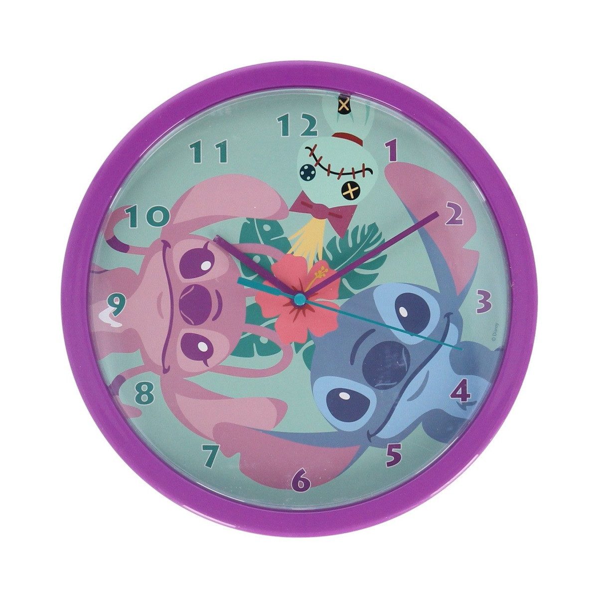 Lilo & Stitch Wanduhr – Lila – Analoge Uhr fürs Kinderzimmer (ideal als Geschenk)