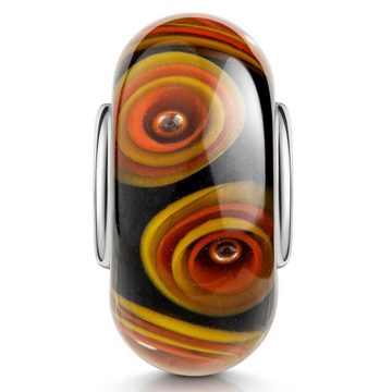 Materia Bead Glasperle Element Kreise Schwarz Orange Gelb 1661, Kern aus 925 Sterling Silber