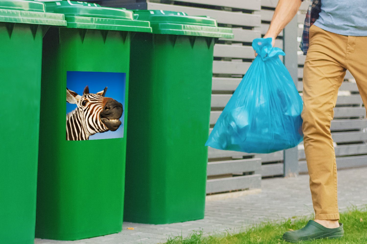 MuchoWow Wandsticker Zebra Mülltonne, - (1 Jungen Container, Abfalbehälter Kinder - St), Sticker, - Lustig - Mülleimer-aufkleber, Mädchen