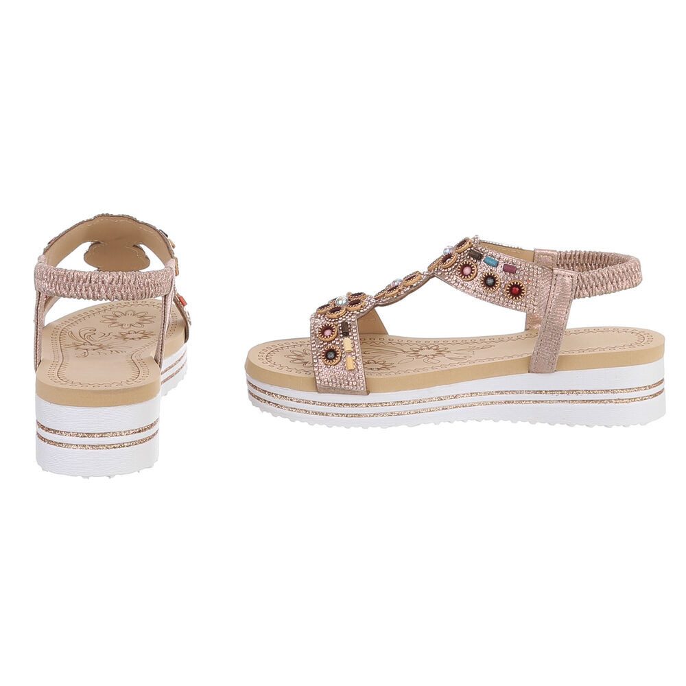 Ital-Design Damen Sandalenschuh mit Schmuckdetails und Plateau Plateausandaletten (91895661) Keilabsatz/Wedge Keilsandaletten in Roségold – Bild 5 von 5