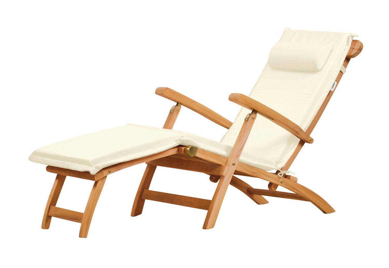 Kai Wiechmann Liegenauflage Auflagen Set für Deckchair mit abnehmbarem Nackenkissen, waschbares Liegestuhl Polster + Kopfstütze