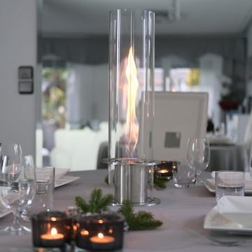 Stahlkunst Tischfeuer Stahlkunst Design Ethanol Tischkamin "Kristallfeuer", Aus hochwertigem 5 mm Edelstahl