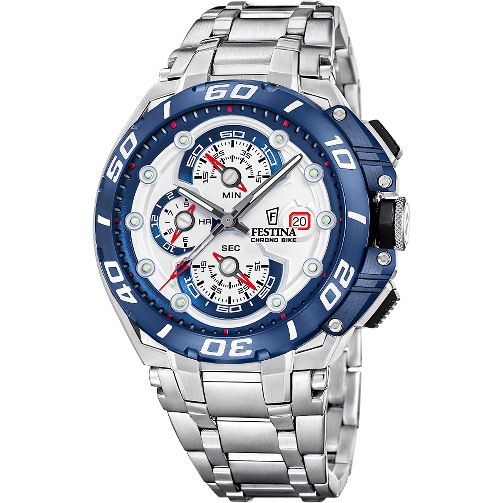 Festina Chronograph Chrono Bike F20754_1, Quarzuhr, Armbanduhr, Herrenuhr, Edelstahlarmband, analog, Tag