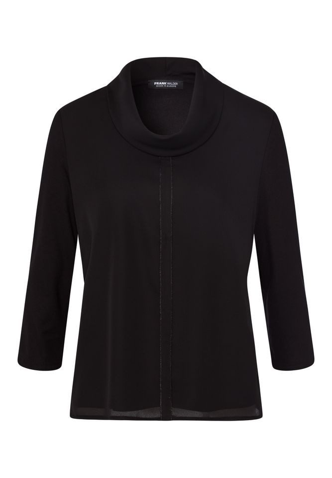 Langarmbluse - feminines Blusenshirt in Unifarbe mit Ziernaht und fallenedem Kragen