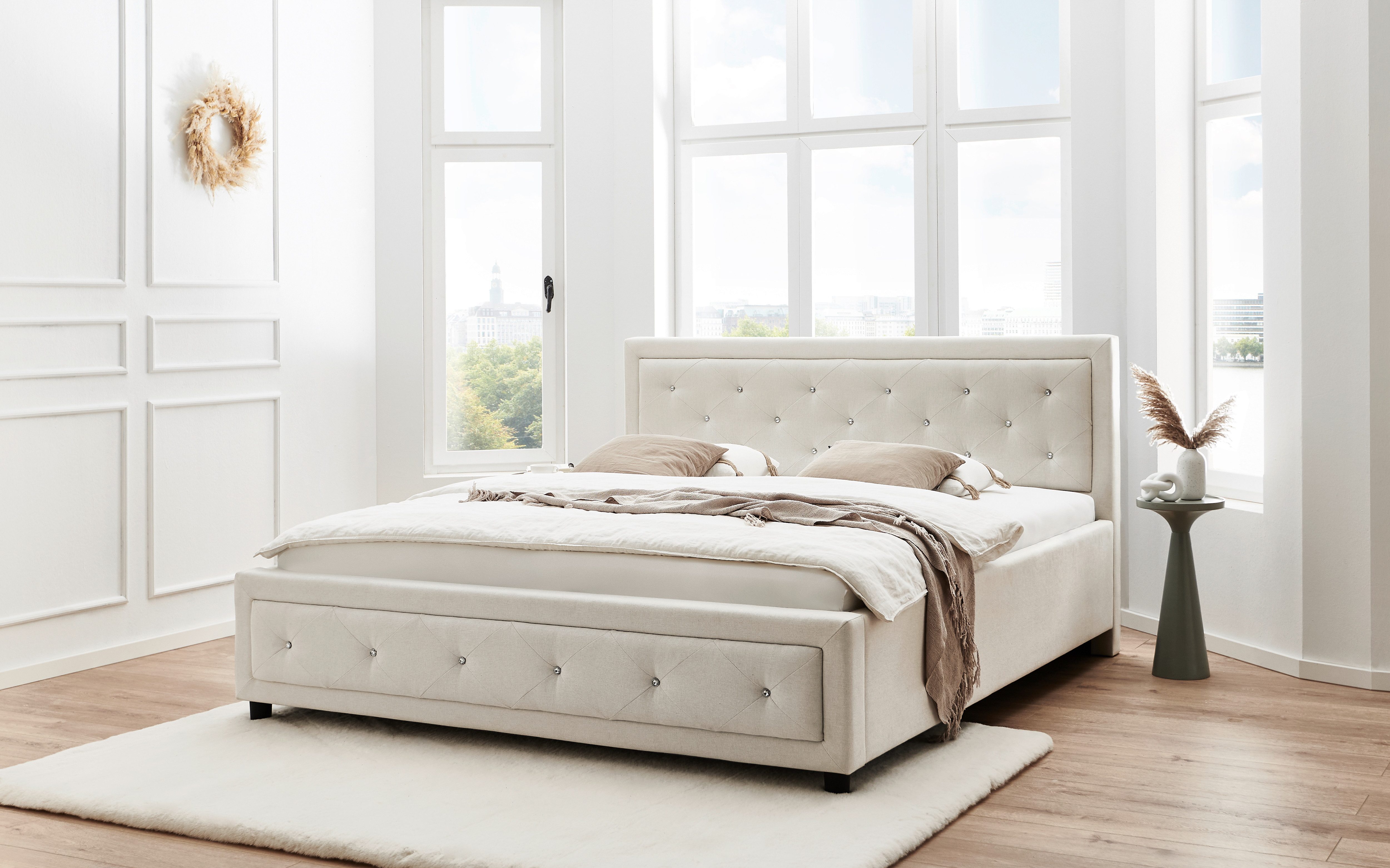 ATLANTIC home collection Polsterbett Krista mit Acrylsteinverzierung in Kop günstig online kaufen