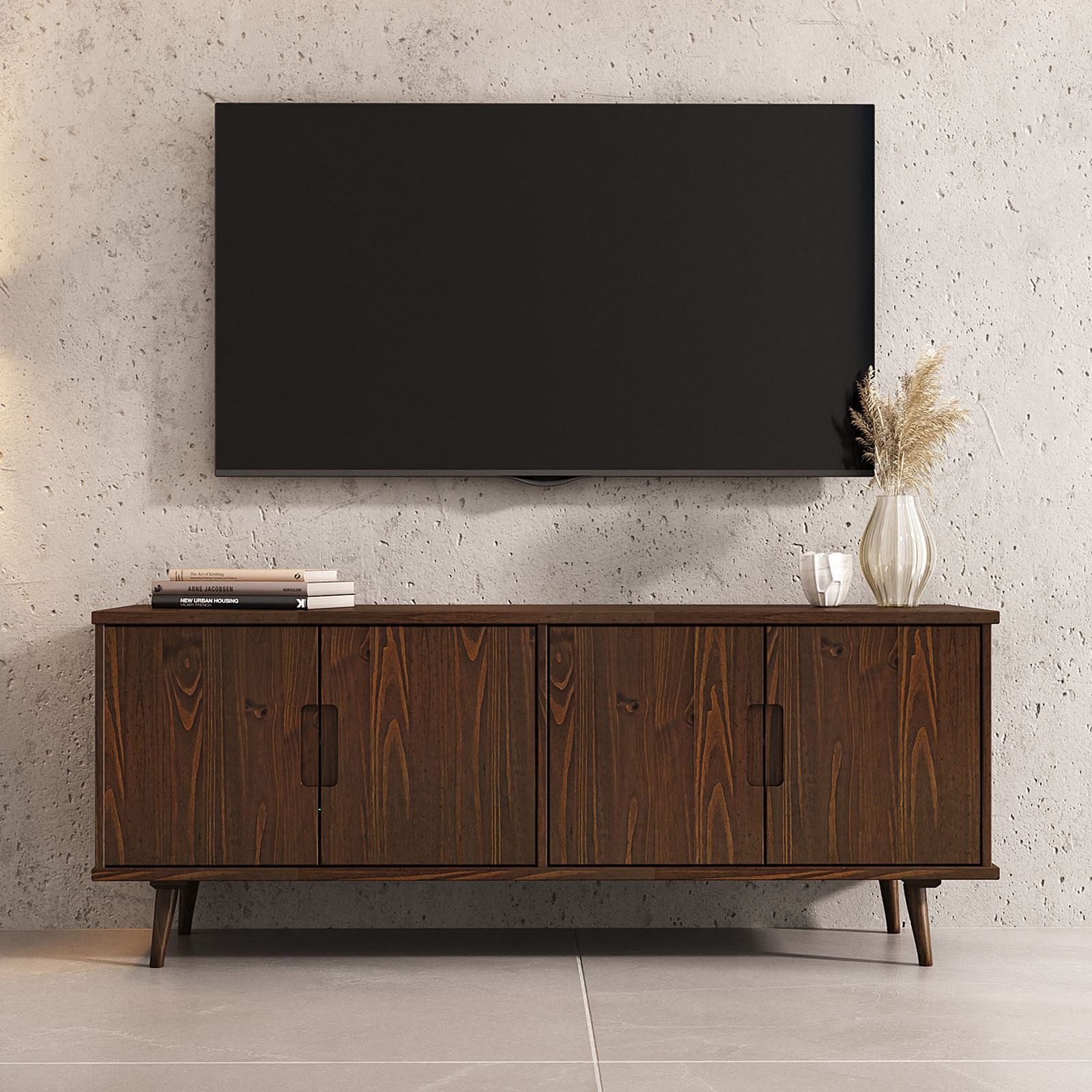 IDIMEX Lowboard TIVOLI, Sideboard 150 cm aus Massivholz mit Einlegeböden Nussbaum Finish