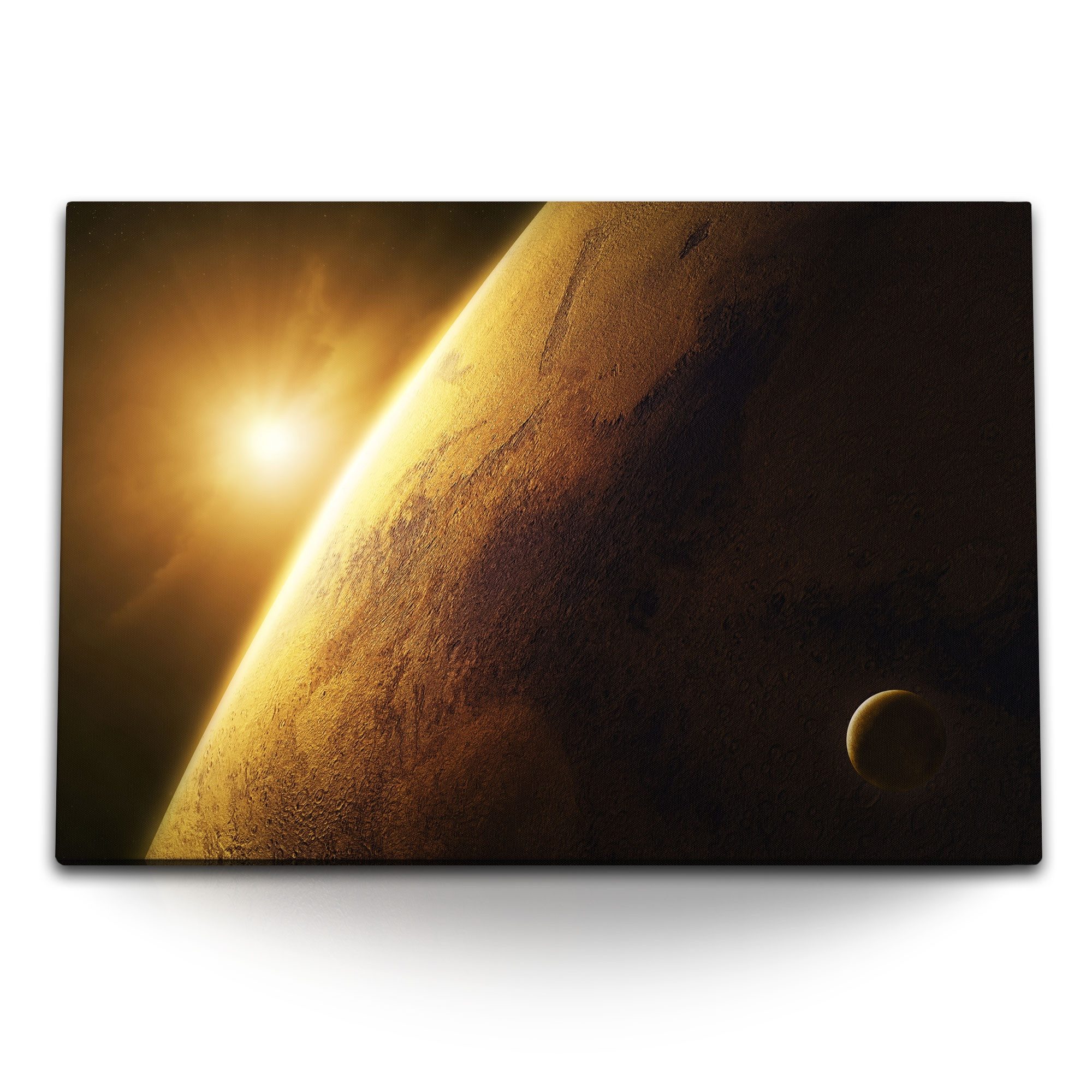 Sinus Art Leinwandbild 120x80cm Wandbild auf Leinwand Planeten Weltall Sonne Stern Kosmos All, (1 St)