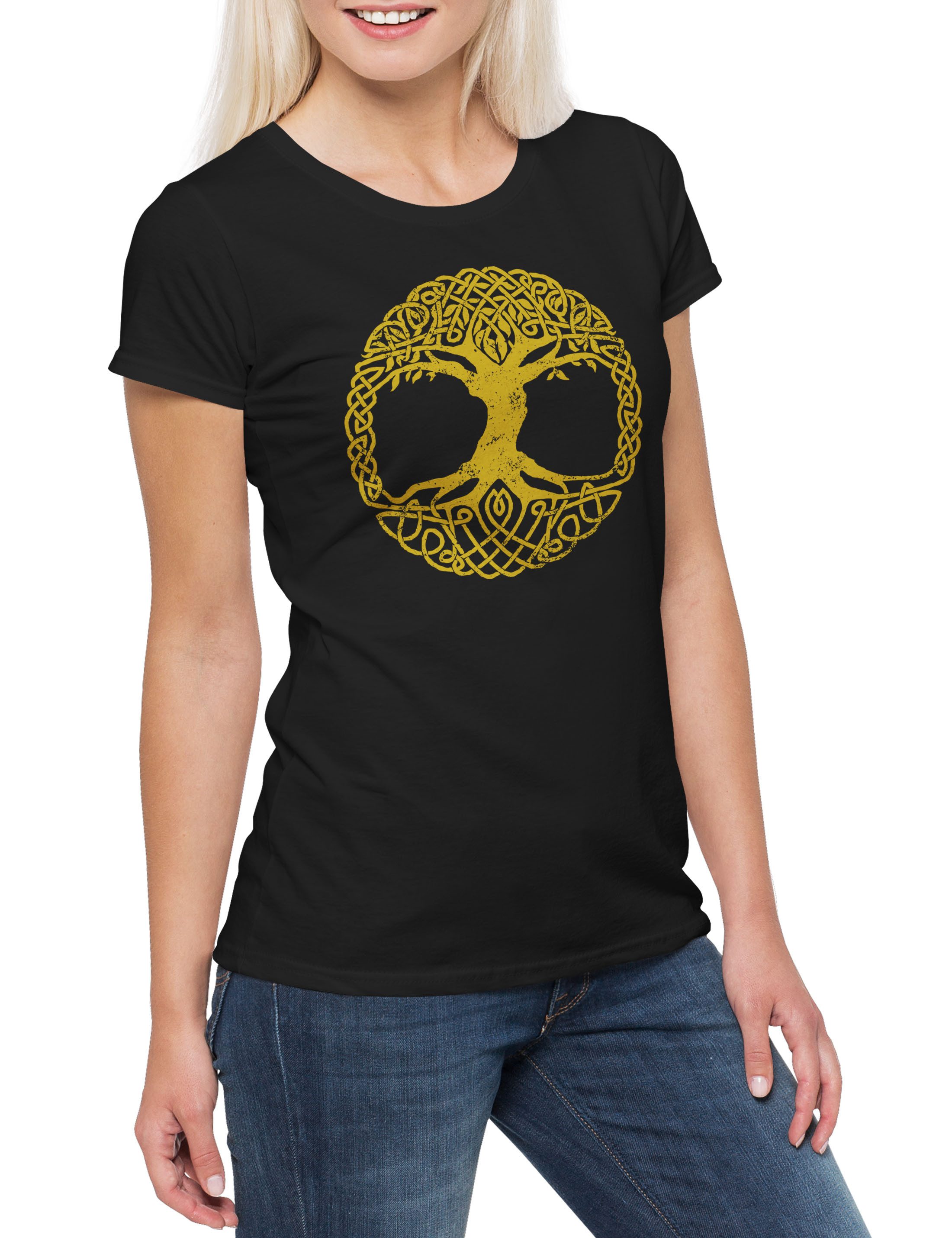 Print-Shirt Yggdrasil Tree Logo V Damen T-Shirt Asen Odin Loki Of Thor Life