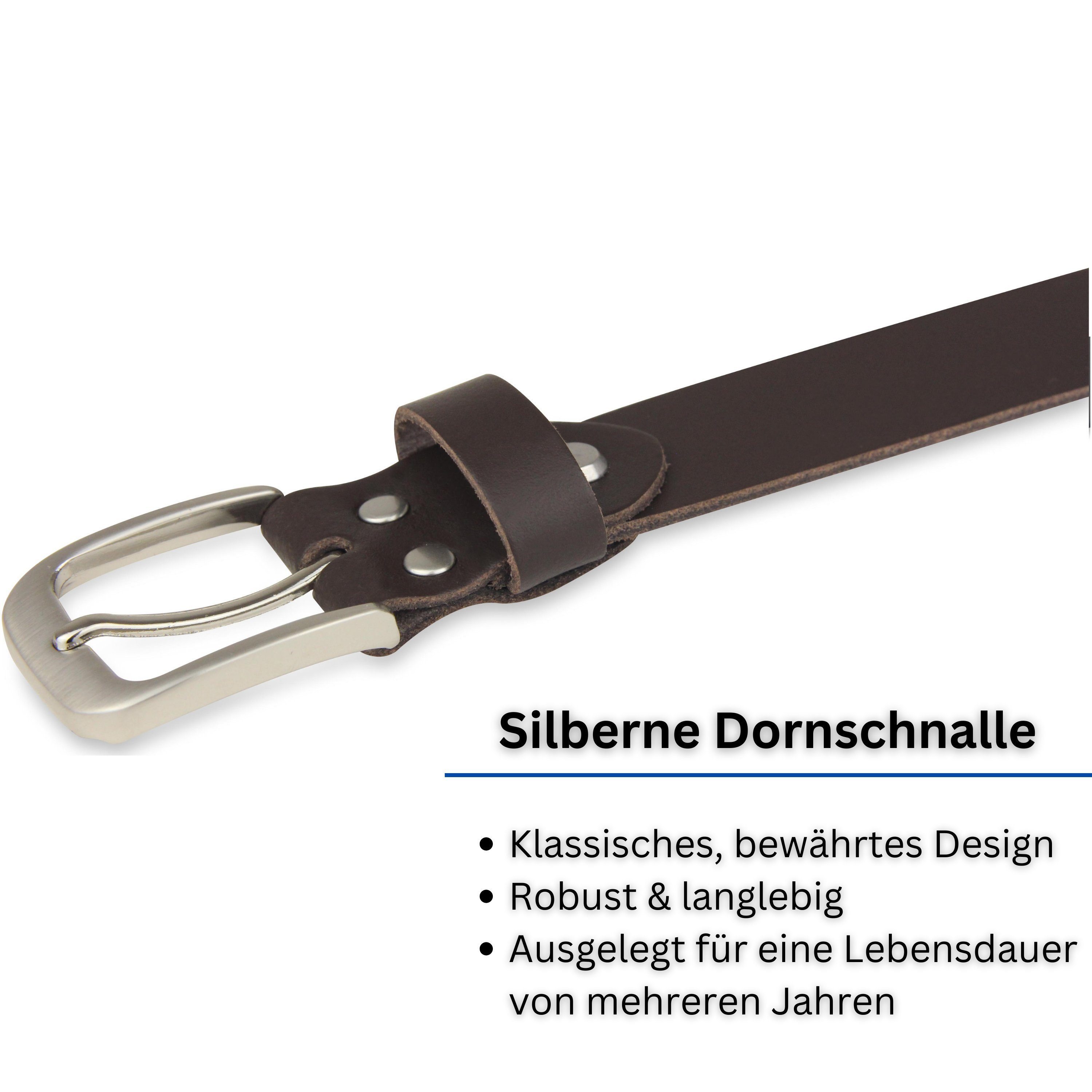Frentree Ledergürtel aus 100% Echtleder, MADE IN GERMANY 3 cm breiter Gürtel aus Leder, kürzbar, Braun – Bild 3 von 5