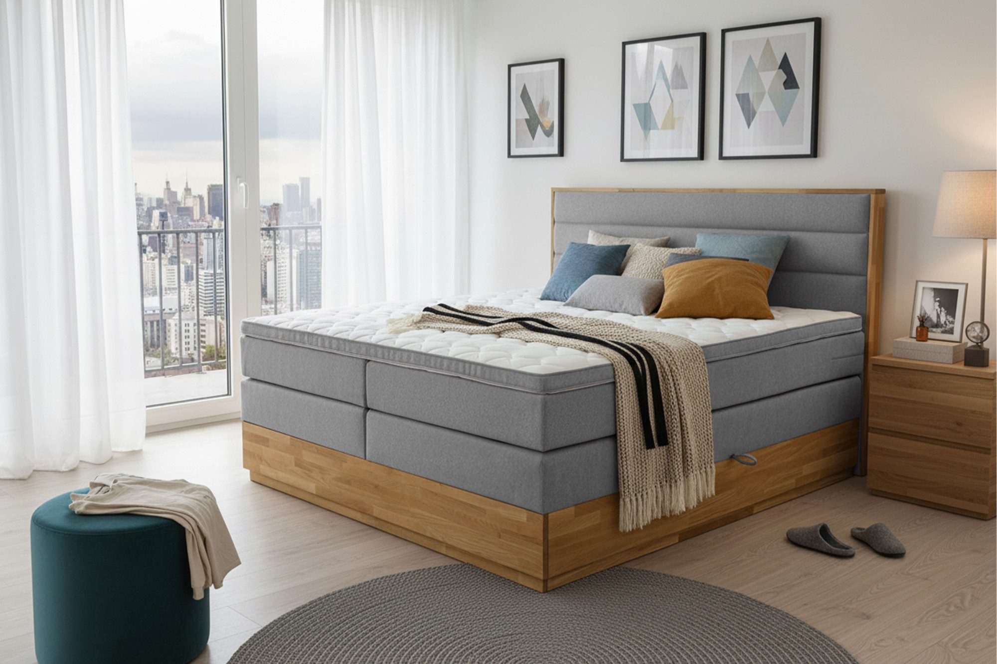 Boxspringbett Evelina, Doppelbett, Polsterbett, Komfortbett, 160 & 180 cm