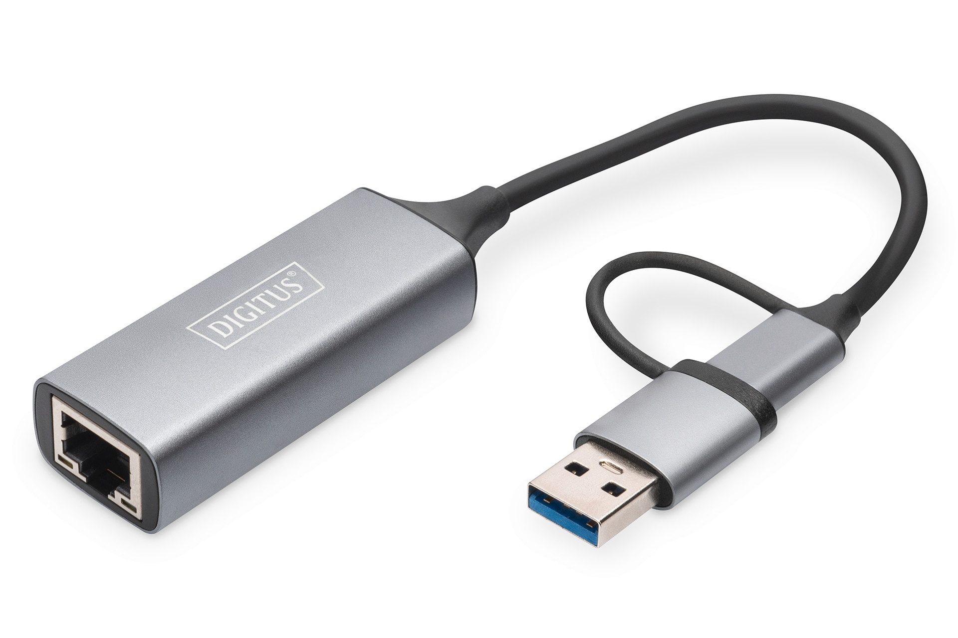 USB-C Gigabit Ethernet Adapter 2.5G, USB-C + USB A Netzwerk-Adapter