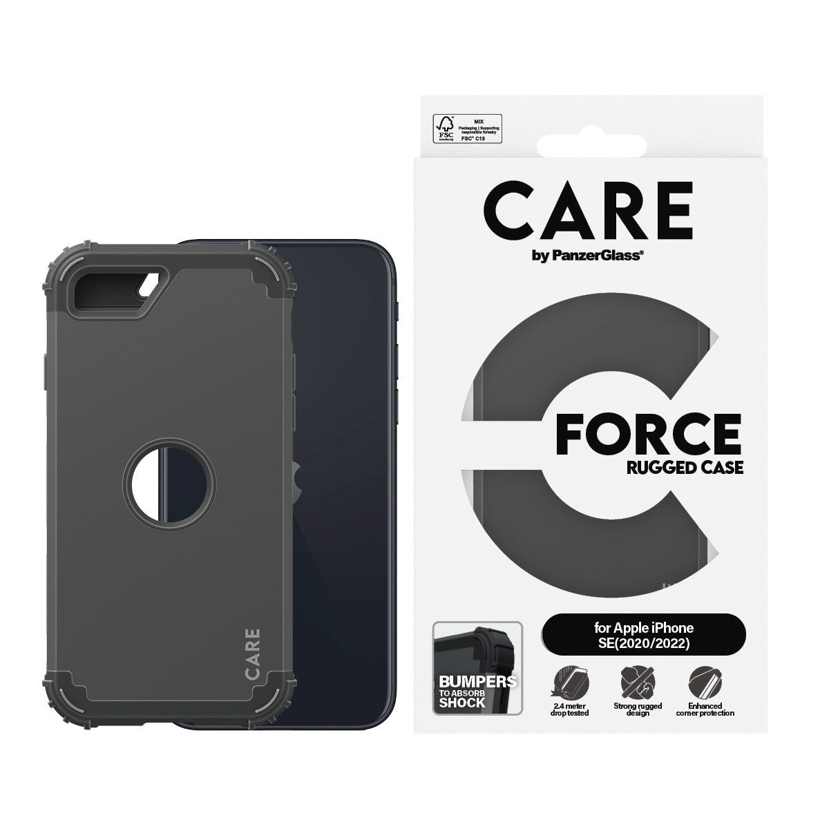 CARE by PanzerGlass Handyhülle Force Rugged Case für Apple iPhone 7/8/SE (2020/2022), Backcover, Schutzhülle, Handyschutzhülle, Case, Schutzcase, stoßfest
