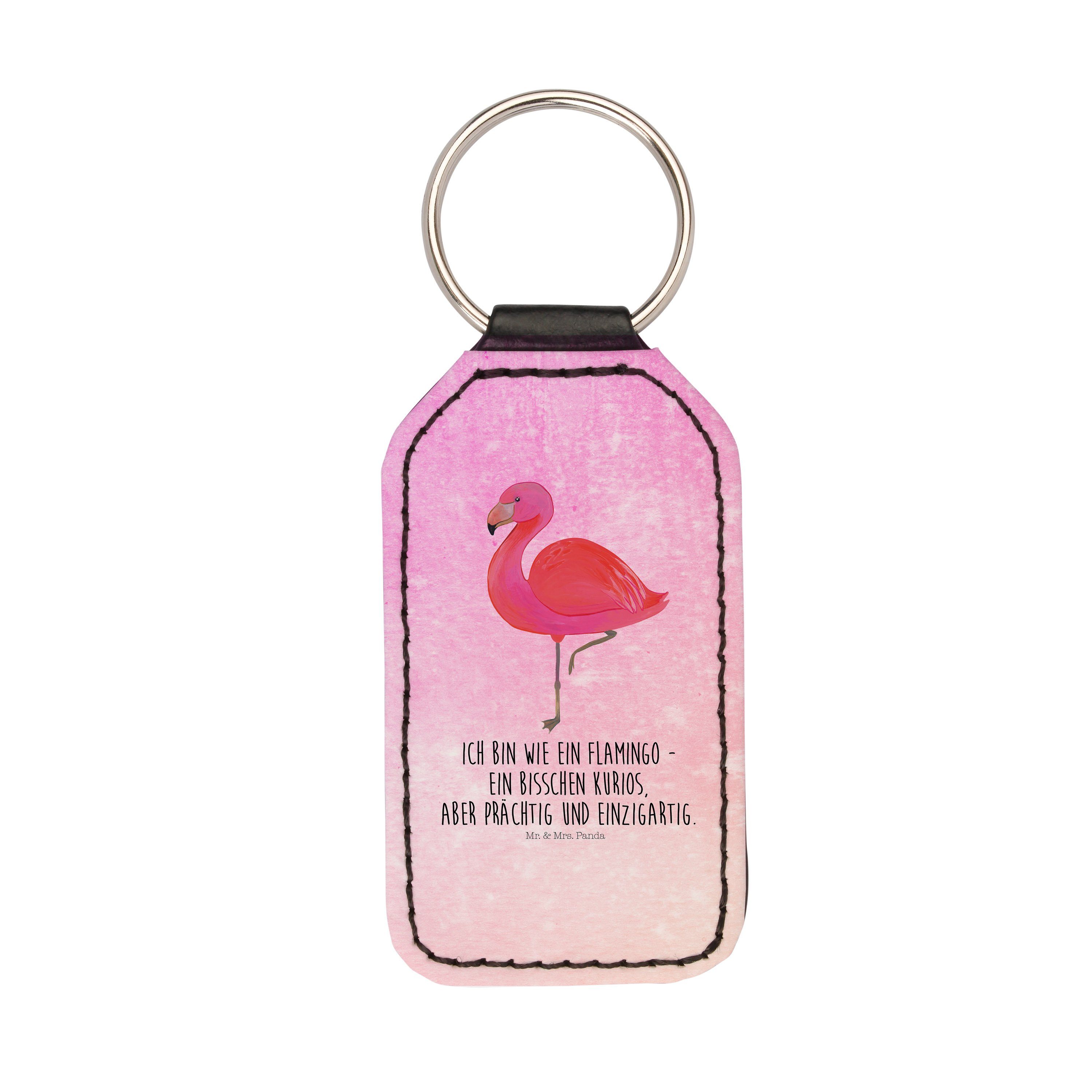 Mr. & Mrs. Panda Schlüsselanhänger Flamingo classic - Aquarell Pink - Geschenk, Schlüsselanhänger, für m (1-tlg)