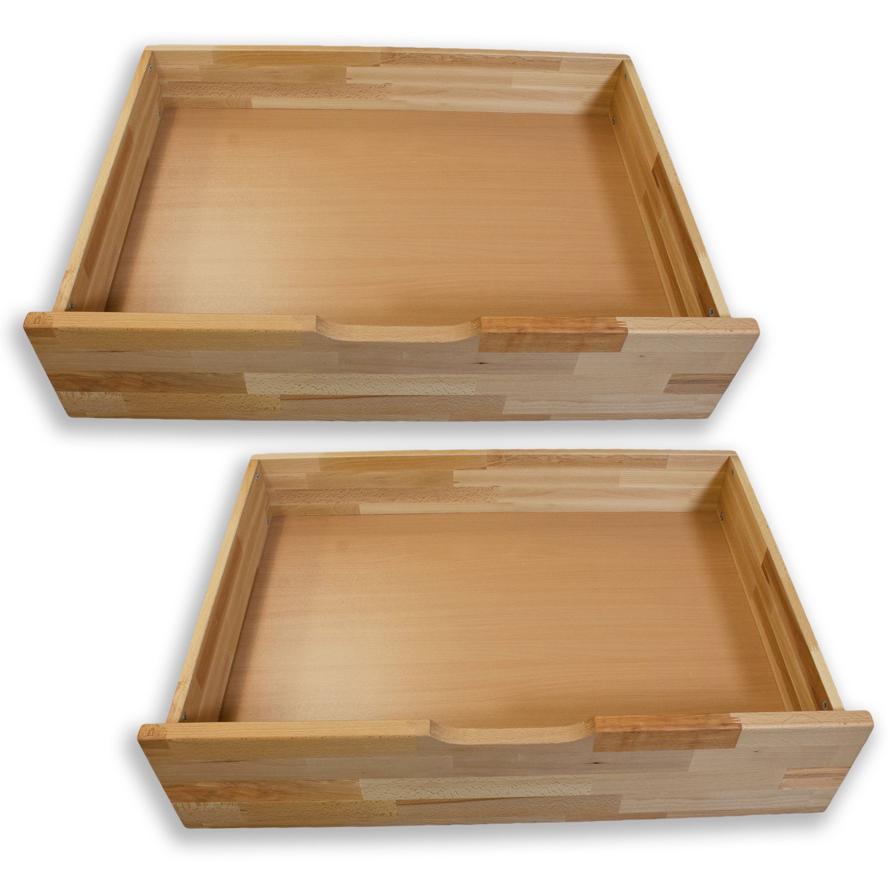 Schubkasten Bubema Bettkastenset – aus massiver Kernbuche mit Rollen, 2er-Set
