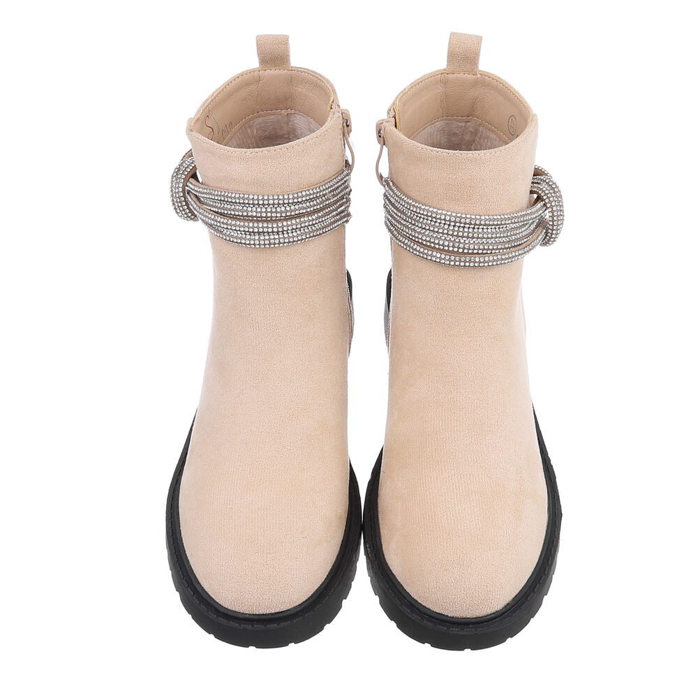 Ital-Design Damen Freizeit Stiefelette (87108783) Blockabsatz Flache Stiefeletten in Beige – Bild 4 von 4