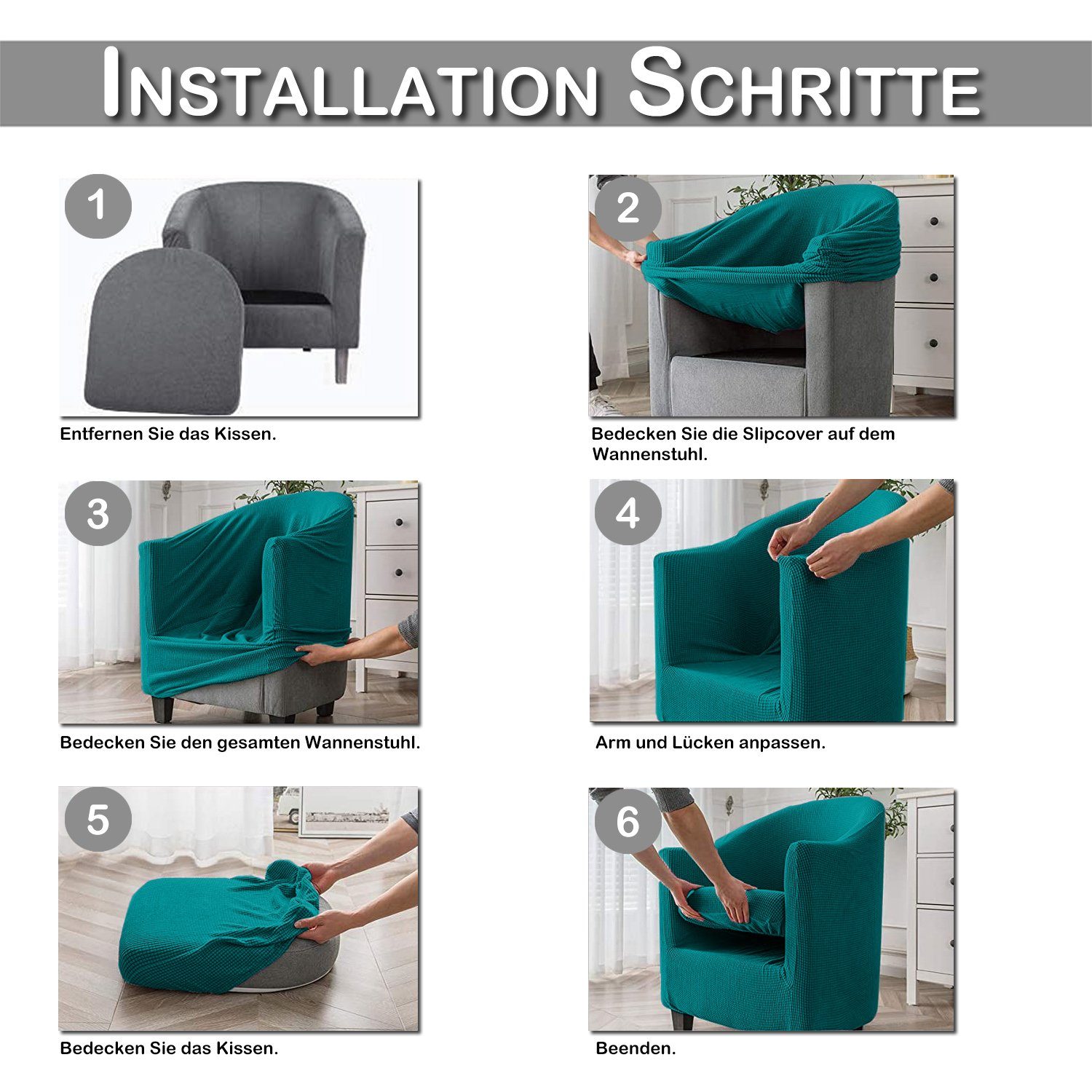 Stück 2 Kit, Sofabezug, Stretch,Jacquard-Gewebe, Uni Rosnek, Sofahusse Sessel Wannenstuhl Beige