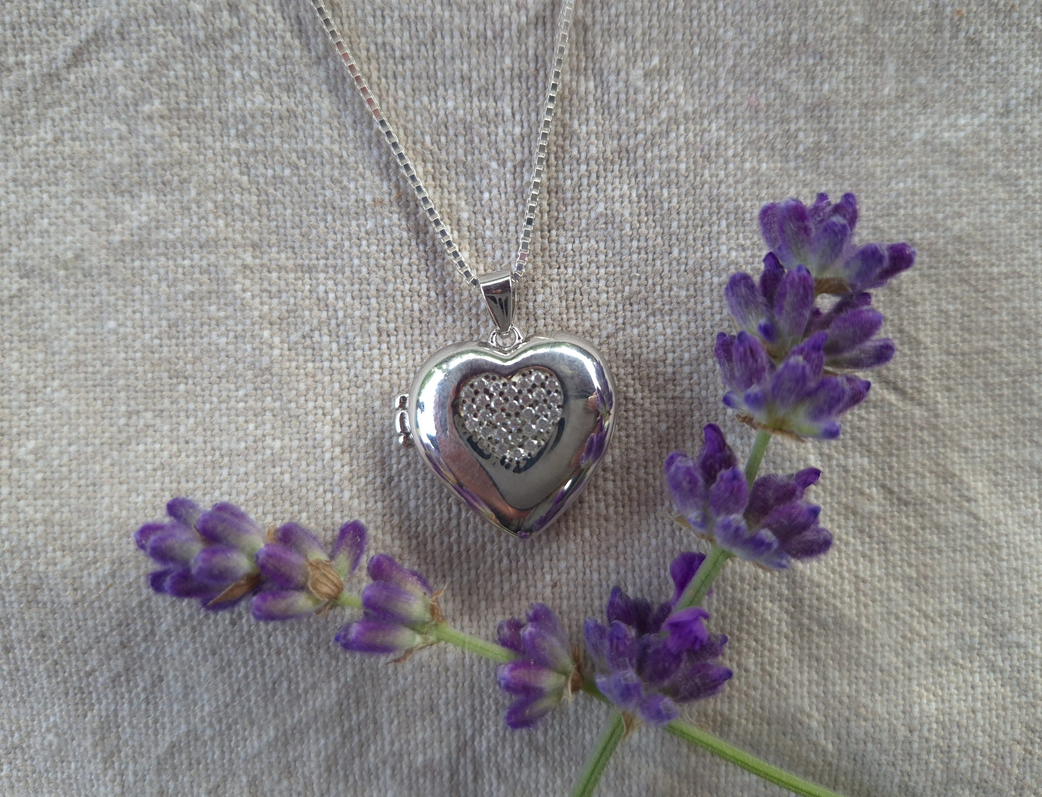 NAHLE Kette mit Anhänger Silber Herz Kette Amulett Medaillon zum Öffnen für Bilder Herzkette (2-tlg., inkl. Schmuckbox)