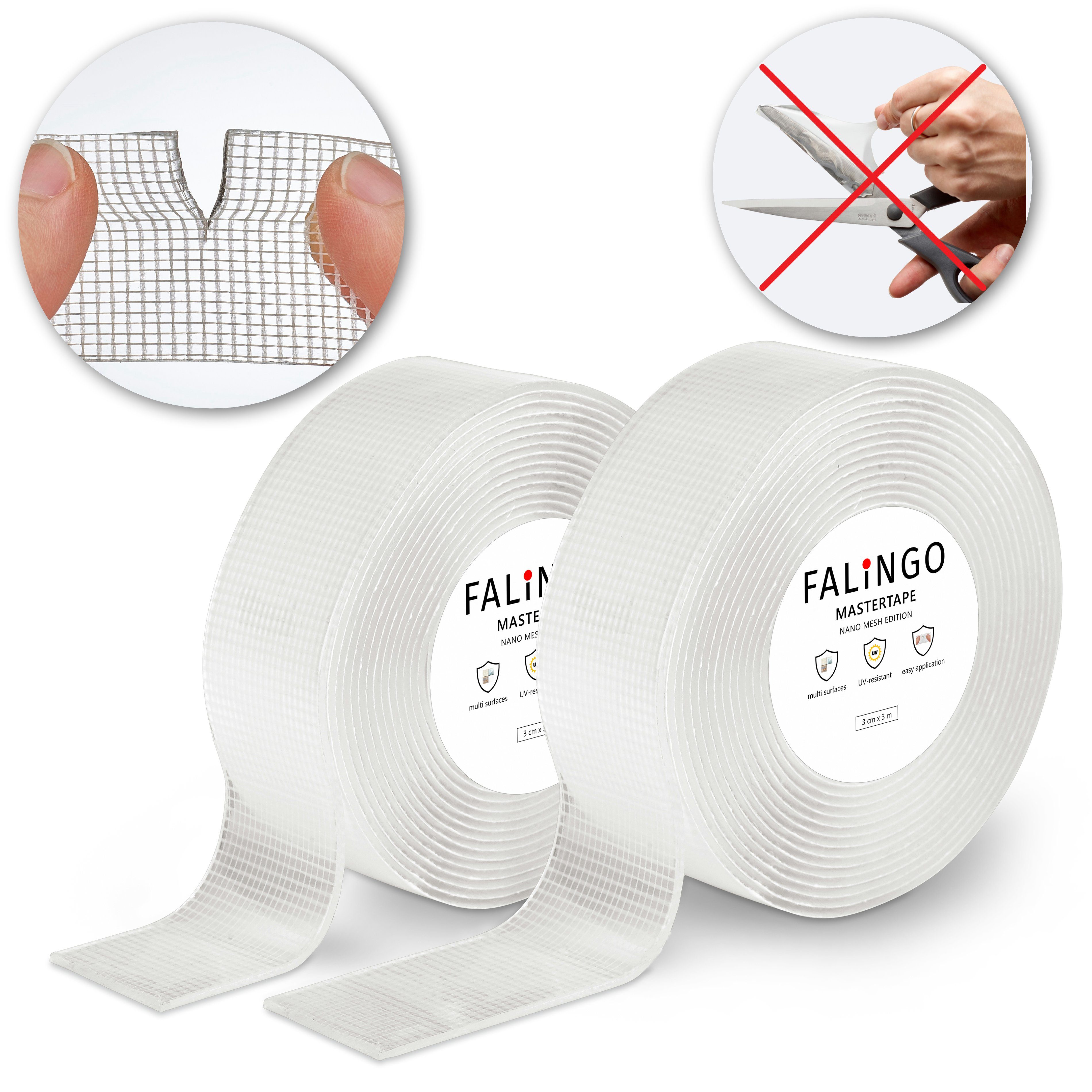 Doppelklebeband per Hand abreißbar Nano Tape 2 Rollen 3 cm x 3 m transparent