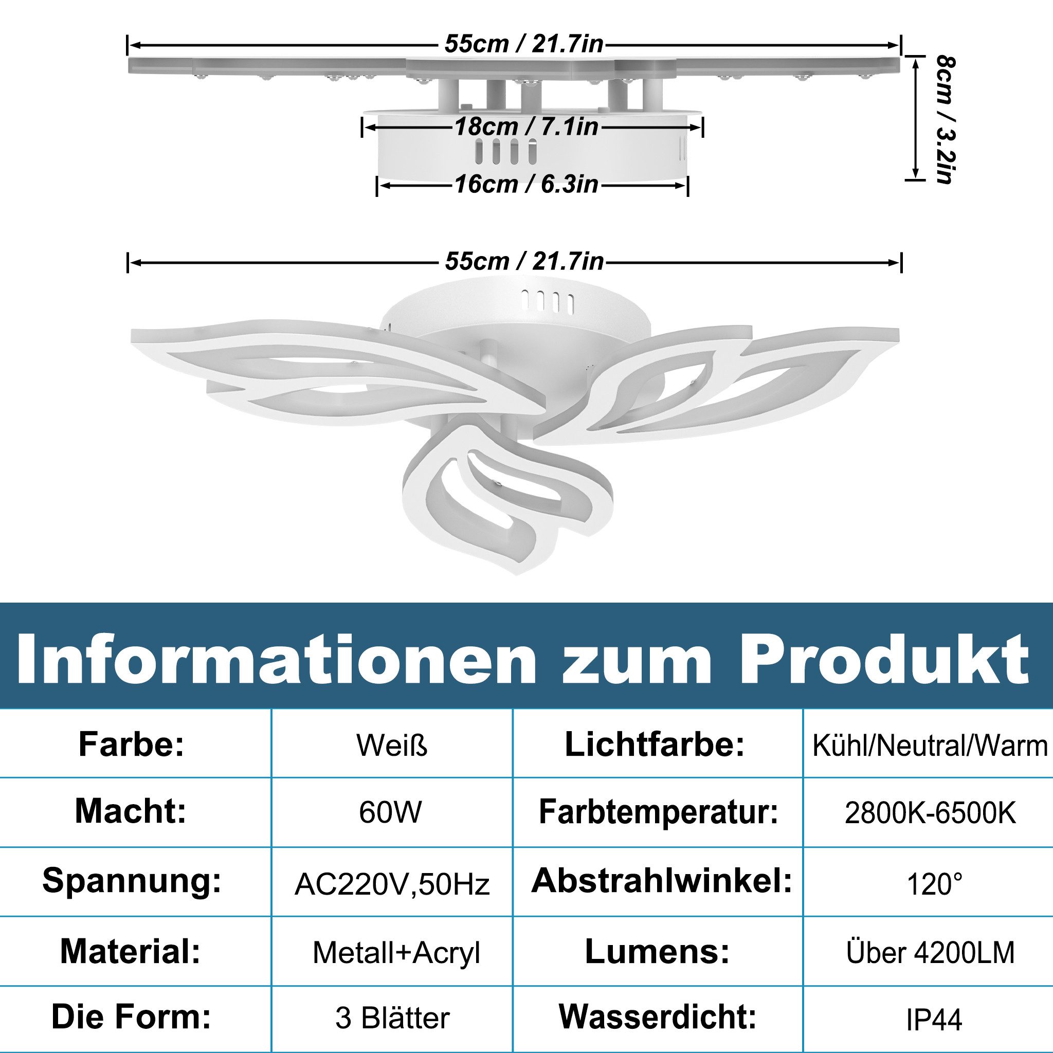 FIVMEN LED Deckenleuchte Dimmbar Deckenlampe mit Fernbedienung Moderne, Dec günstig online kaufen