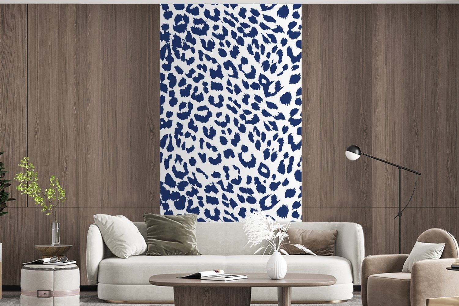 Abstrakt, Panther Vliestapete Blau (2 Druck Fototapete St), - Wohnzimmer Fototapete Küche, Matt, MuchoWow - bedruckt, für Schlafzimmer