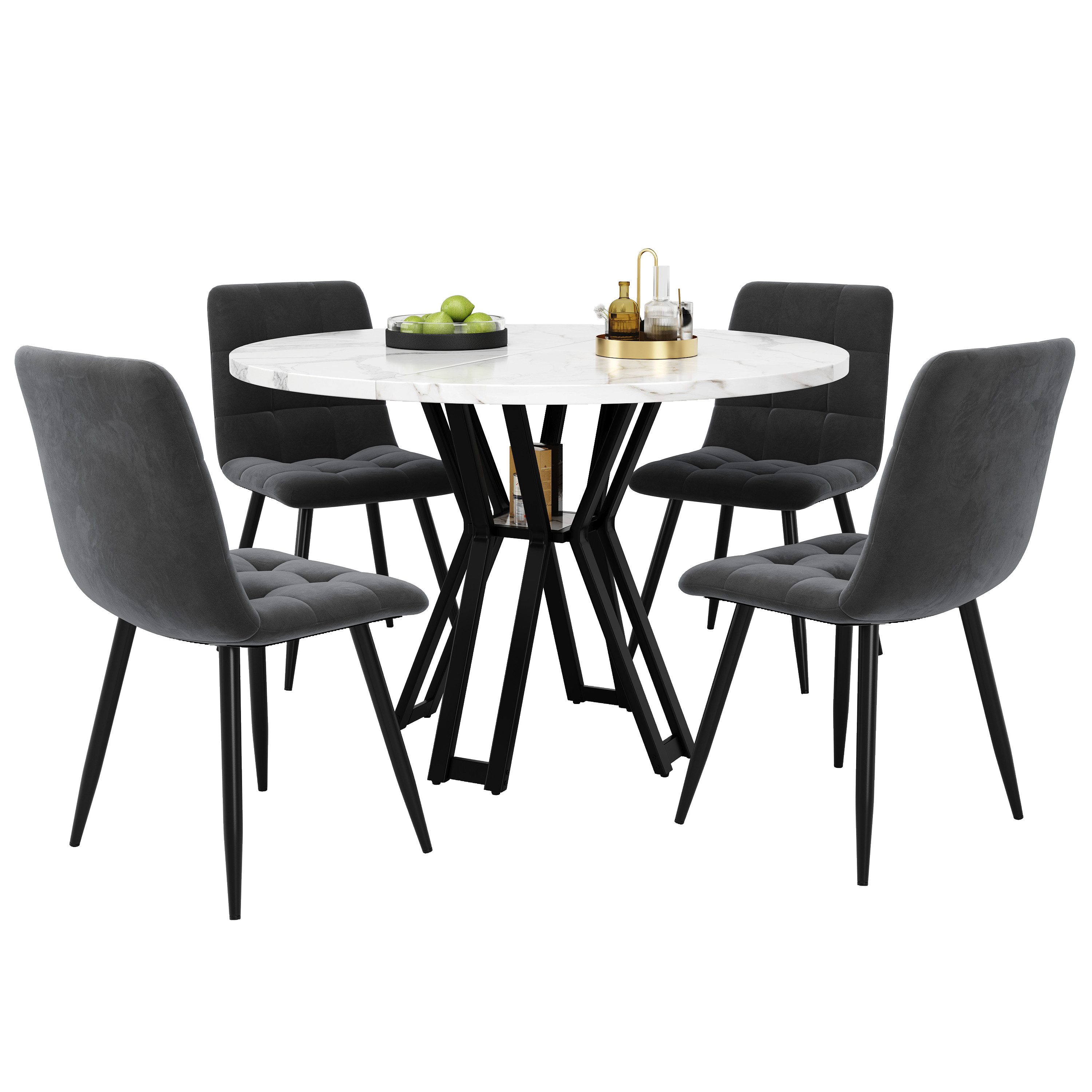 OKWISH Essgruppe Esstisch mit 4 Stühlen, günstig online kaufen