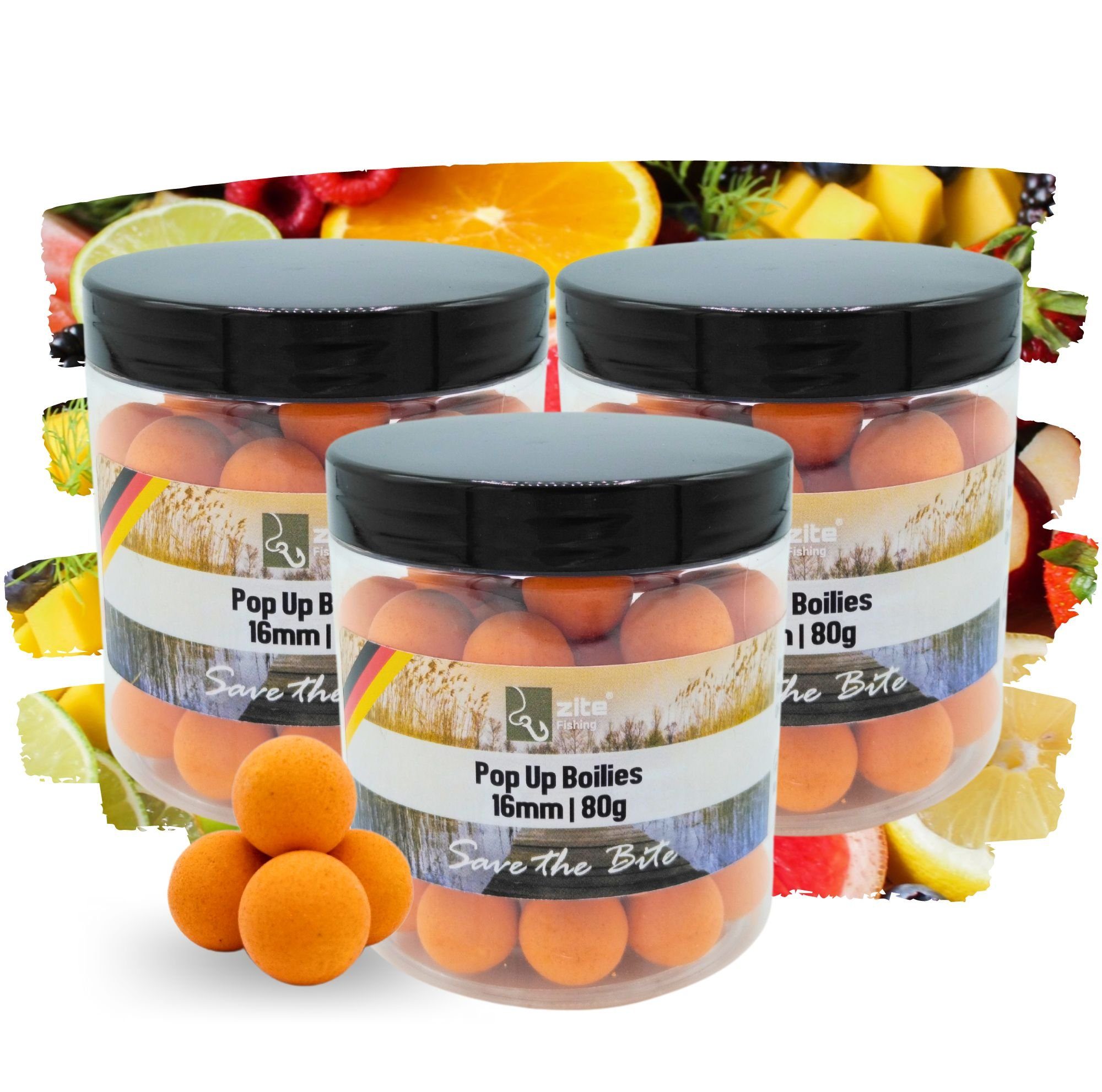 Tutti mm Aromen Set Boilies Pop Up Zite Hochfängige Karpfenköder Amino 16 Kunstköder Frutti