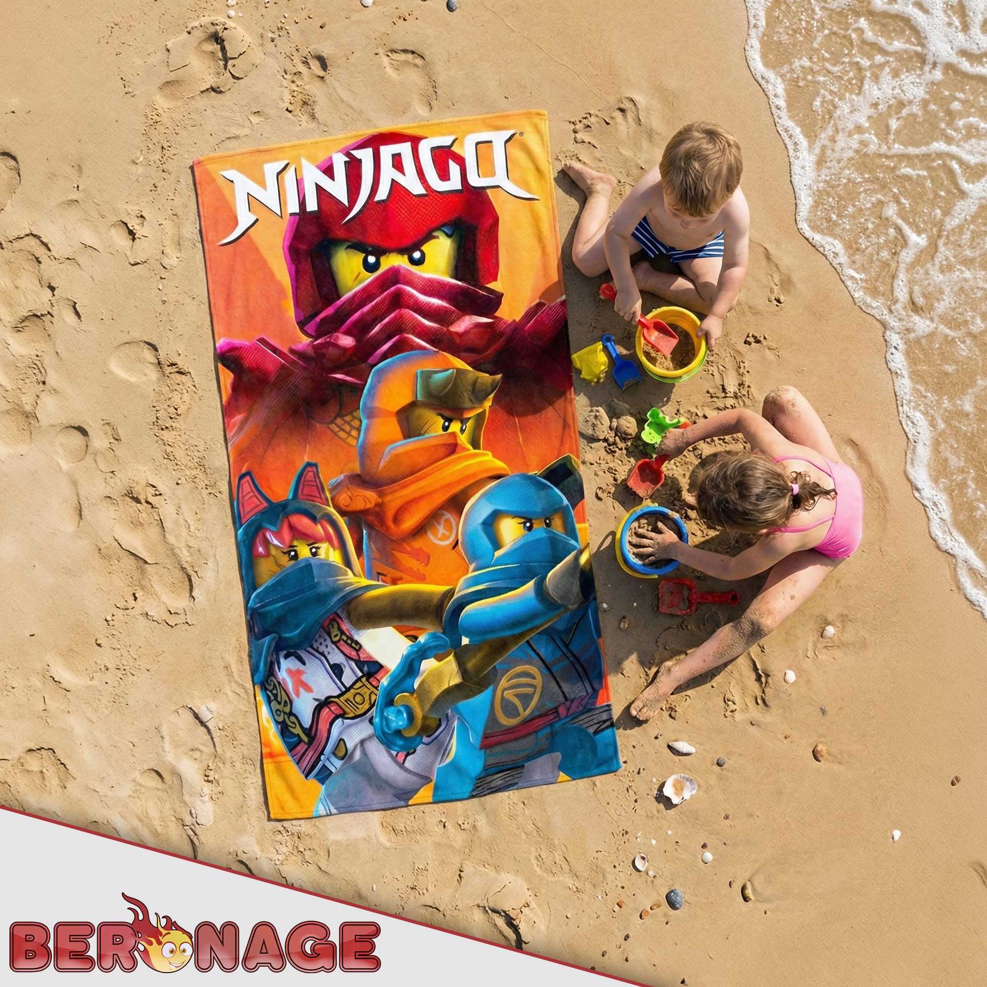 BERONAGE Strandtuch LEGO Ninjago Badetuch Ninjaverse 75x150 cm Strandtuch, Baumwolle (1-St), Frottee in Velours-Qualität – Bild 5 von 5