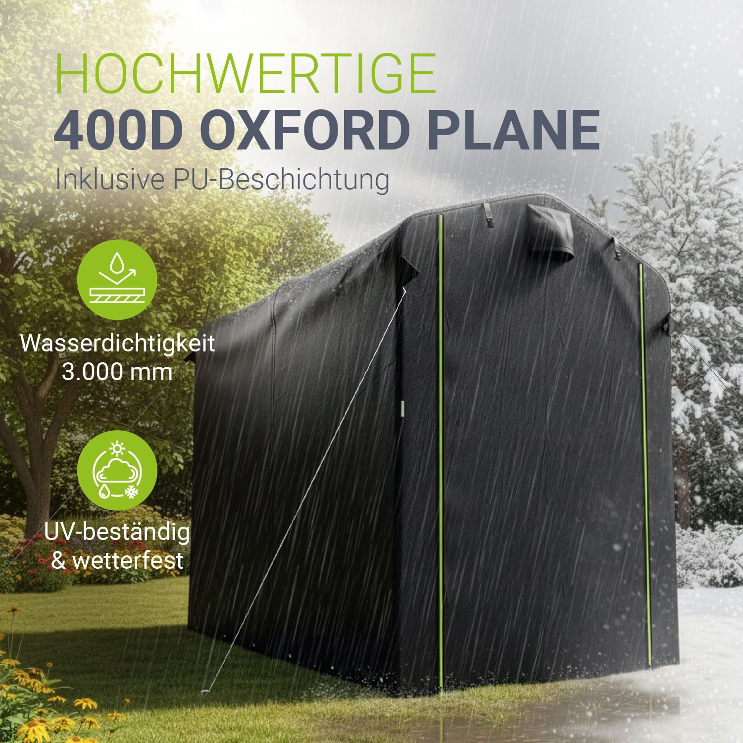 Juskys Gerätezelt, Wetterfest, inkl. Befestigungsmaterial, Stecksystem, mit Fenster