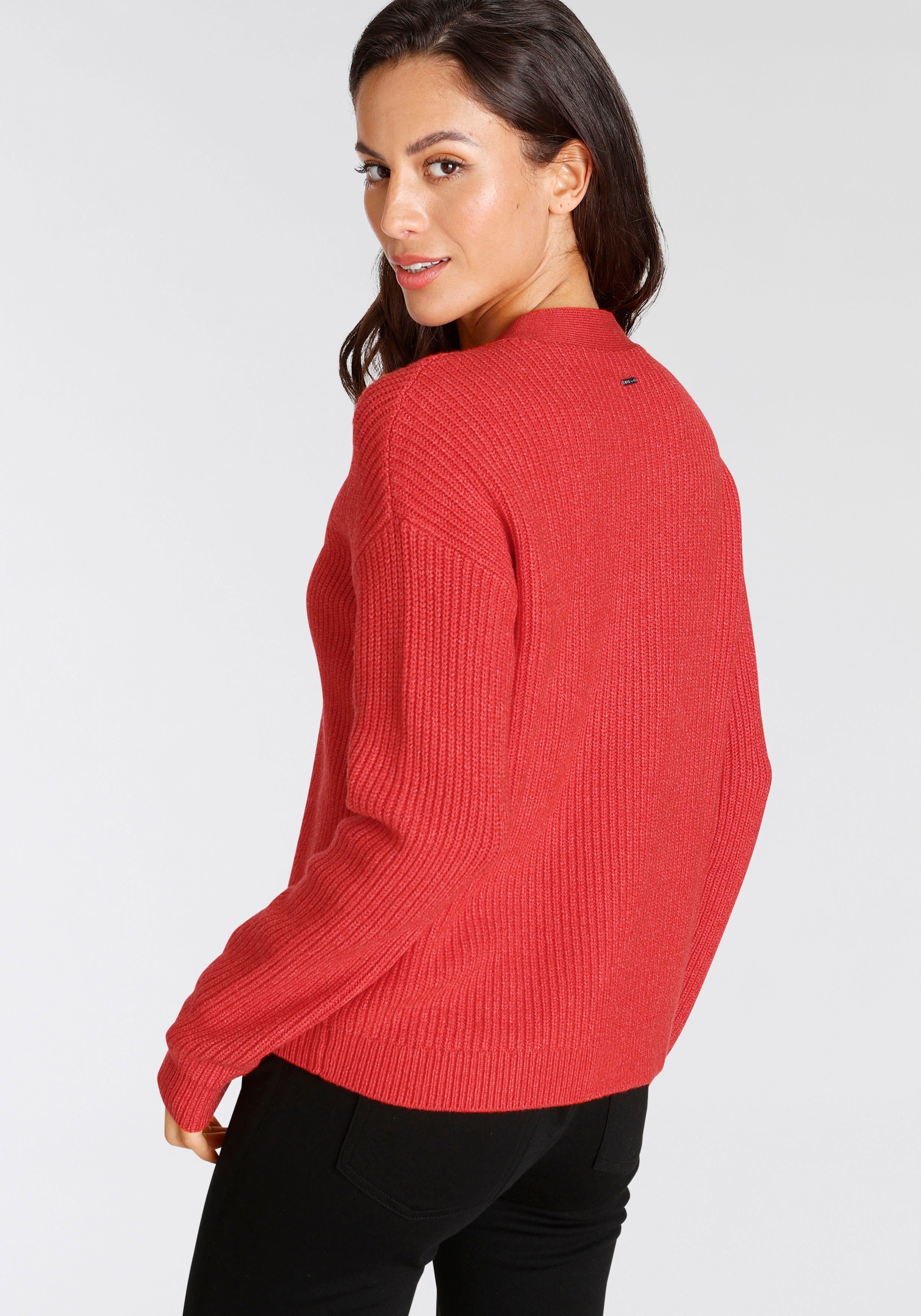 Laura Scott Kurzform rot Material) Cardigan modischer (aus nachhaltigem in