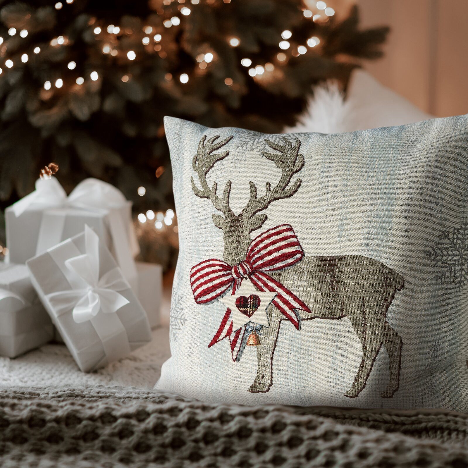 Eurofirany Kissenbezug Winter Weihnachten 45x45 Kissenbezüge Gobelin Kissen günstig online kaufen