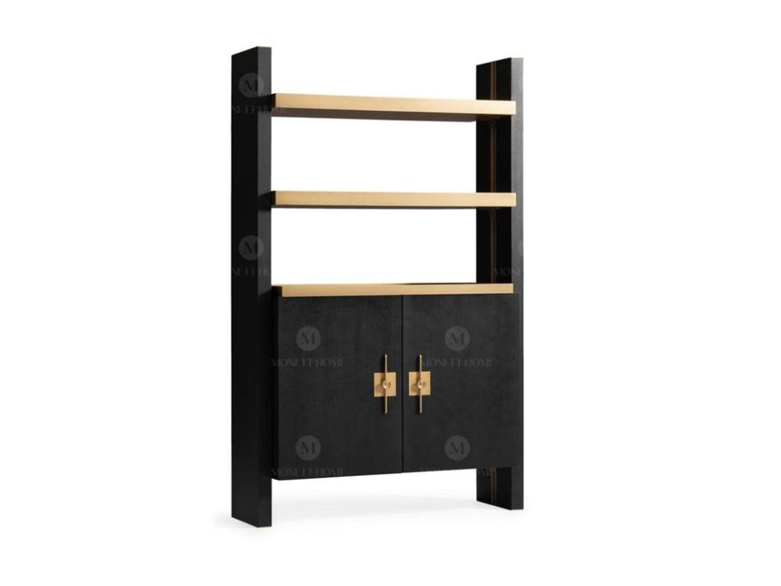 mit JVmoebel Made Regale Luxus Design Europa Schrank Gold Holz Neu, 1-tlg., Holzschrank in Bücherregal Schwarz