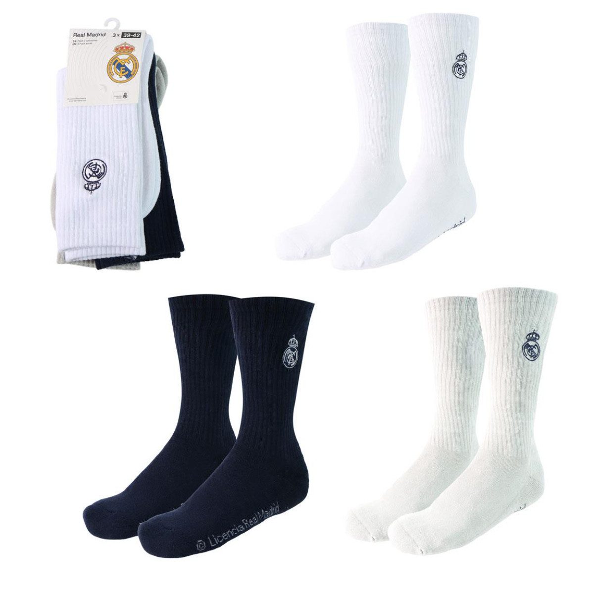 Real Madrid Socken Herren Socken 3er Pack Baumwollsocken Freizeit Lifestyle