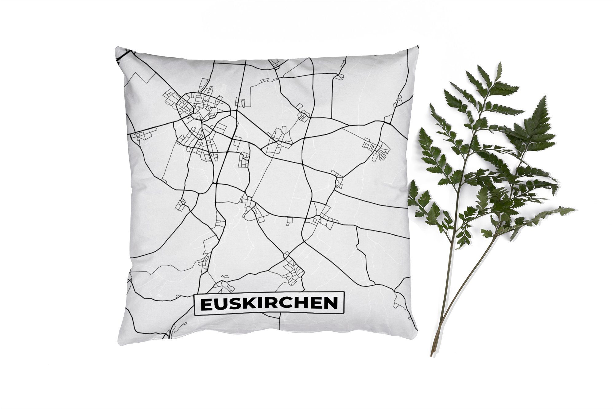 MuchoWow Dekokissen Stadtplan - Karte - Euskirchen - Deutschland, Zierkissen mit Füllung für Wohzimmer, Schlafzimmer, Deko, Sofakissen