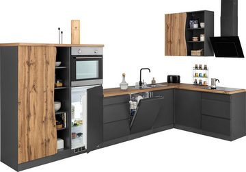 Kochstation Küche KS-Bruneck, Stellbreite 380/180 cm breit, Ceran oder Induktionskochfeld, MDF