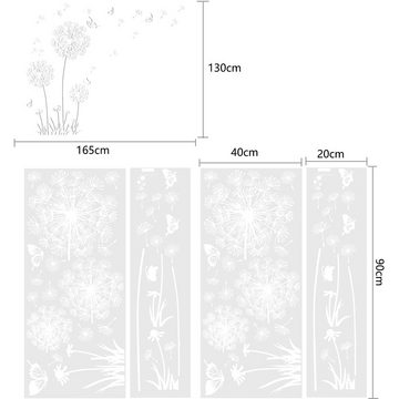 HIBNOPN Wandtattoo Weiß Wandtattoo Pusteblumen für Wanddeko Löwenzahn Blumen (1 St)