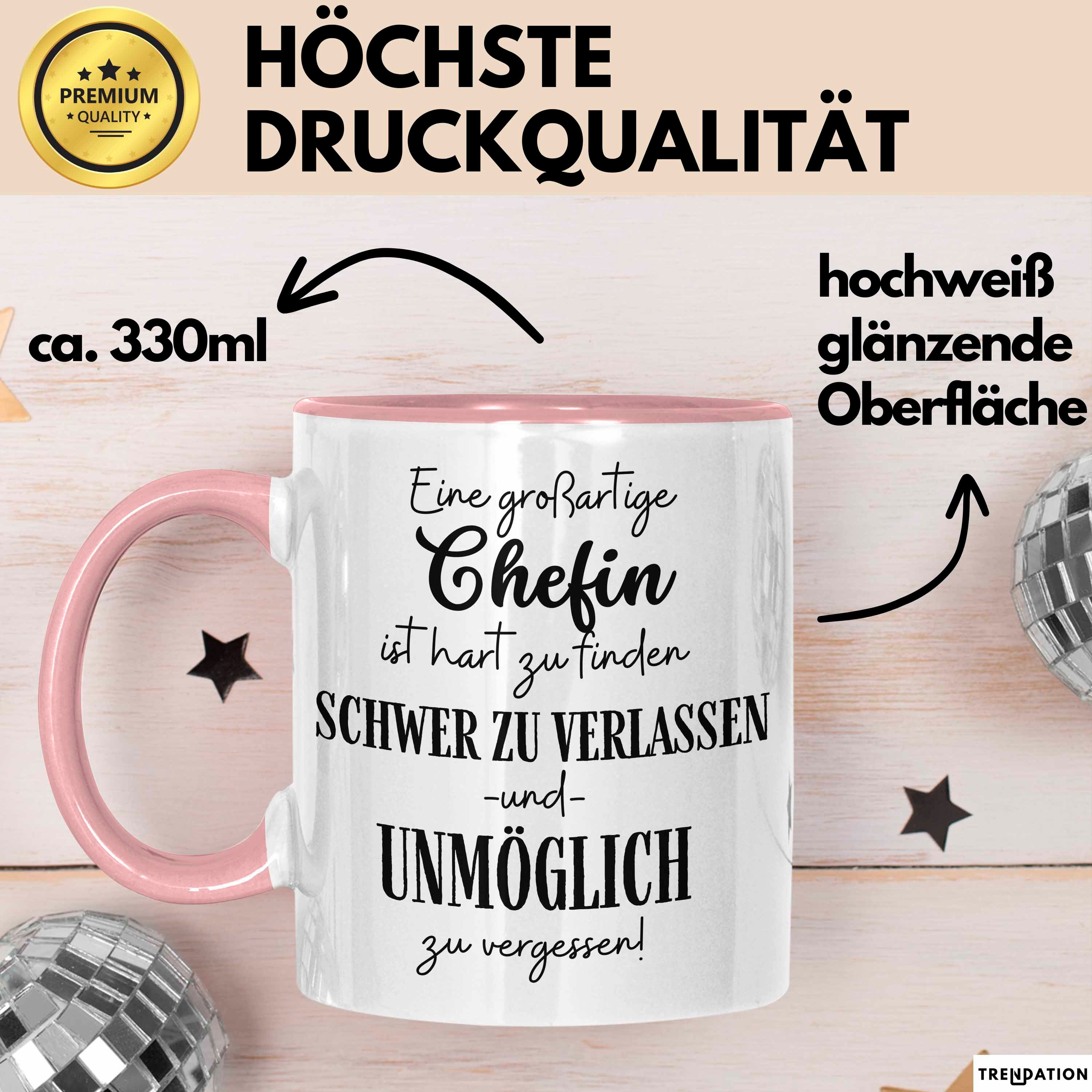 Trendation Tasse Chefin Abschied Geschenk Tasse Abschiedsgeschenk für Chefin Hart Zu Fi
