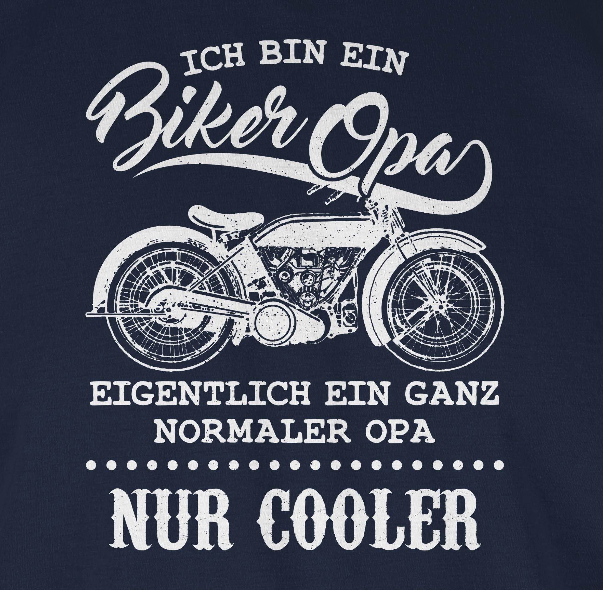 Shirtracer T-Shirt Ich Opa Blau Biker bin ein 03 Navy Motorrad Geschenke Opa Opi