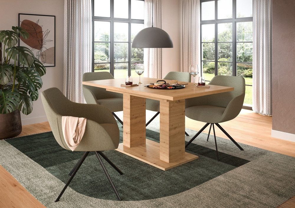 xonox.home Esstisch Esstisch Motion ausziehbar Säulengestell Eiche Artisan 150(190)x90, Küchentisch, Eiche Artisan